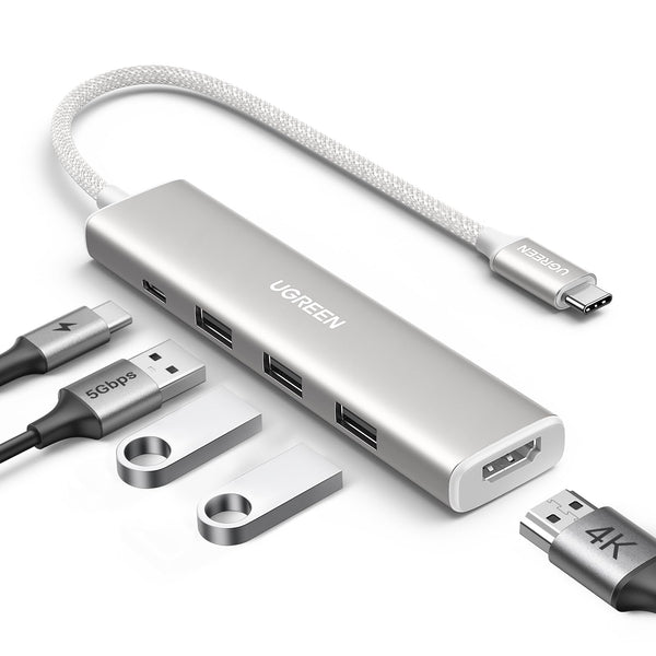 UGREEN Revodok USB C Hub Stijlvolle serie USB C - adapter PD100W, 4K HDMI (Wit)