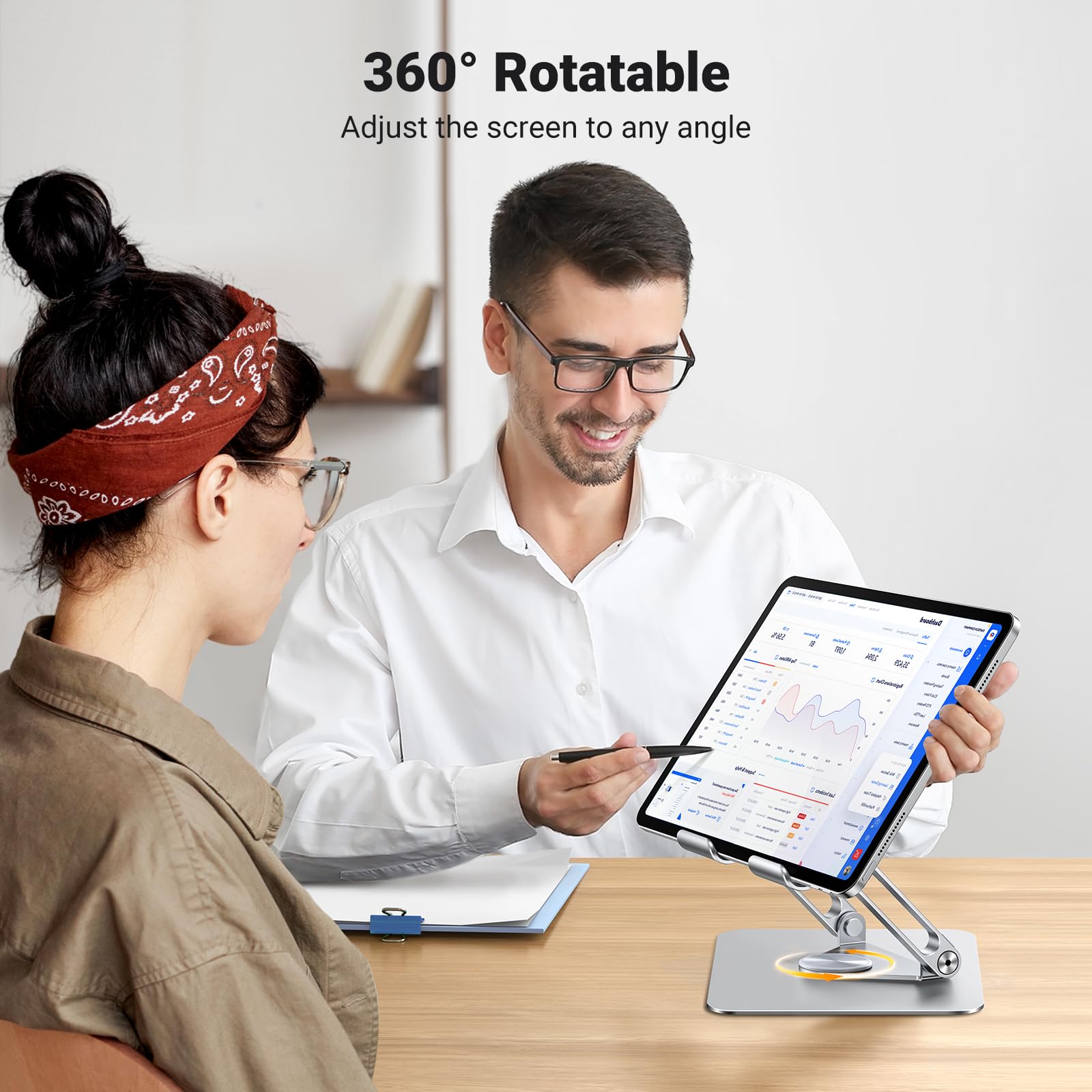UGREEN Tabletstandaard 360° draaibaar in hoogte verstelbaar, tablethouder, iPad - standaard compatibel met iPad 10e 10,9 iPad Pro/Air 13 11 12,9 iPad Mini 7 Galaxy iPhone 16 Alle apparaten van 4 - 13 inch