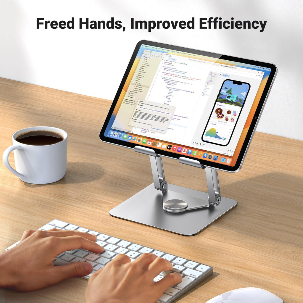 UGREEN Tabletstandaard 360° draaibaar in hoogte verstelbaar, tablethouder, iPad - standaard compatibel met iPad 10e 10,9 iPad Pro/Air 13 11 12,9 iPad Mini 7 Galaxy iPhone 16 Alle apparaten van 4 - 13 inch