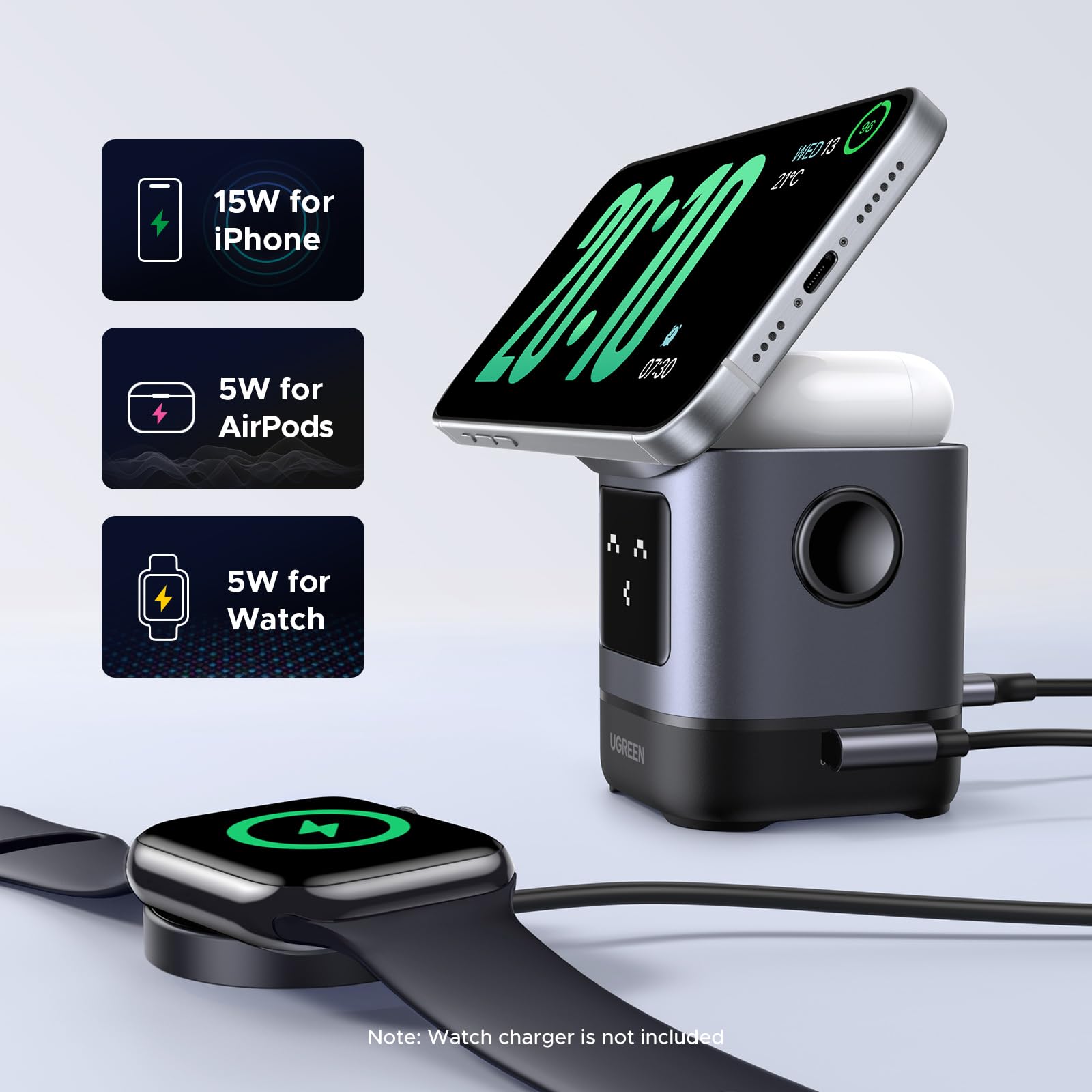 Draadloze Oplader Opvouwbaar Zwart Qi Oplaadstation Super Charger Voor Smartwatches Smartphones Airpods