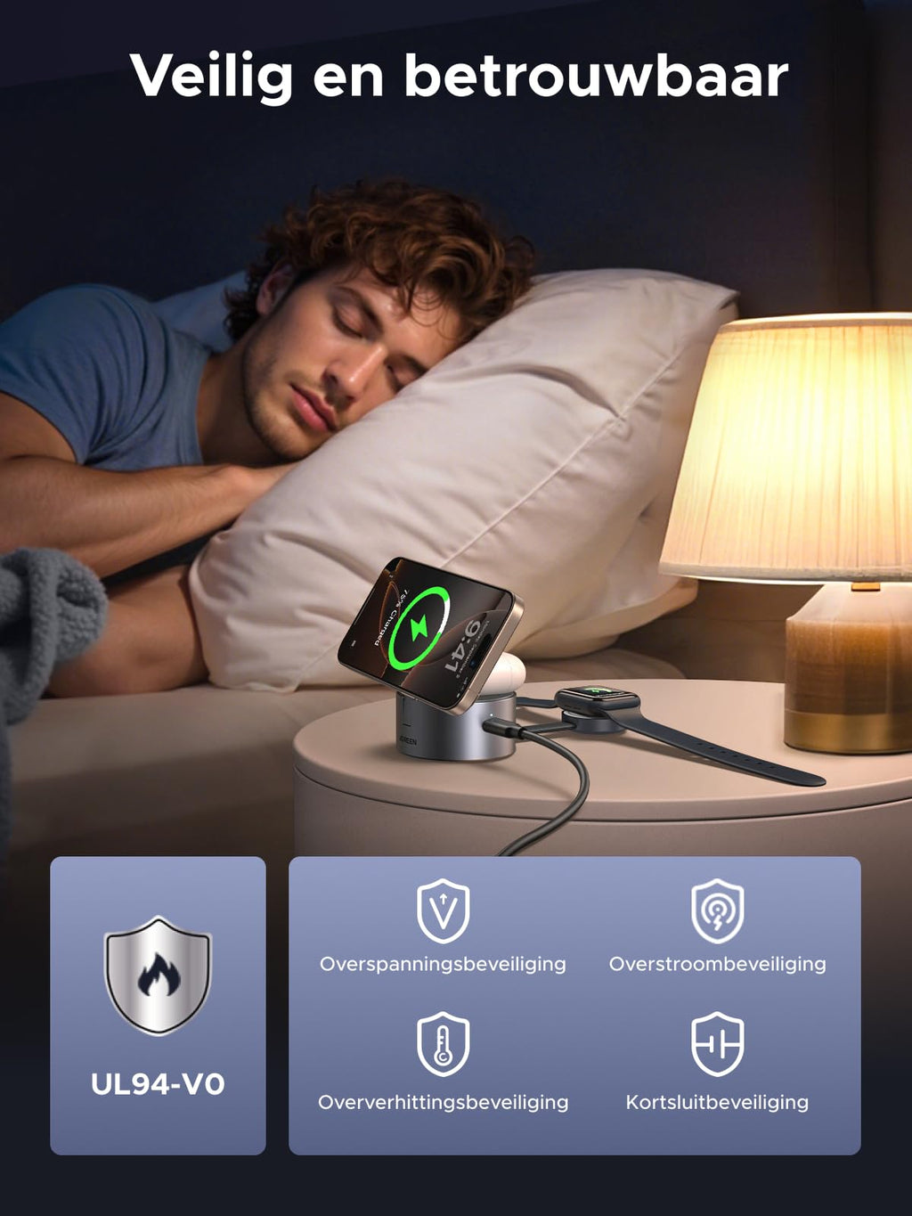 UGREEN UNO 3 - in - 1 Magnetische Draadloze Oplader 25W (MagSafe - compatibel)