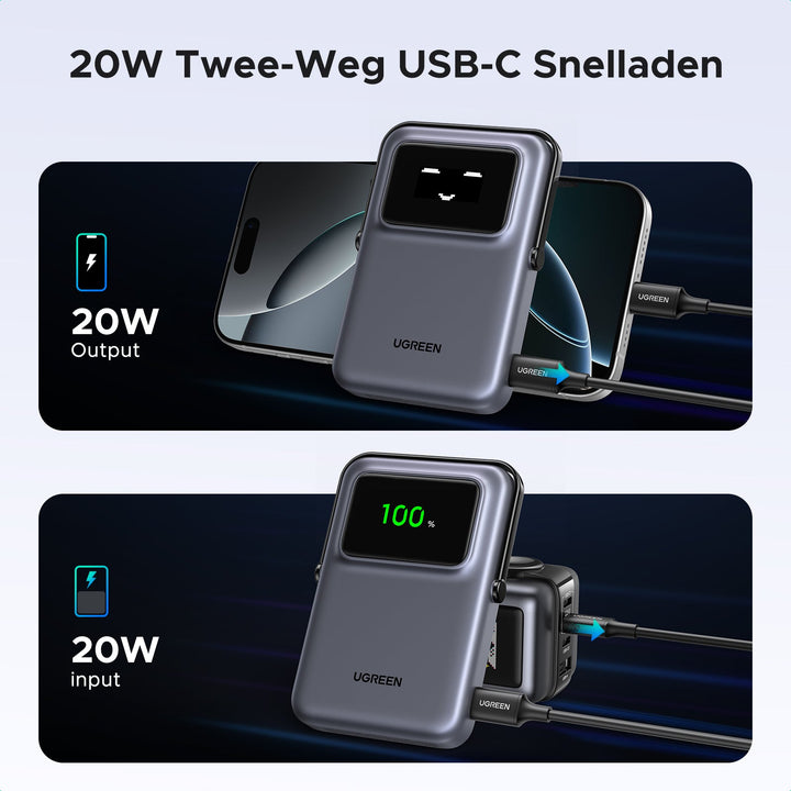 UGREEN Uno magnetische draadloze Power Bank 10000mAh 15W