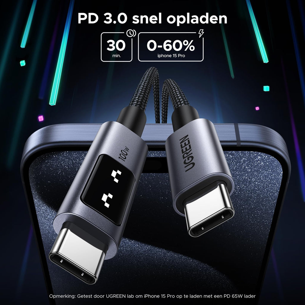 UGREEN Uno USB C Naar USB C Kabel 100W UGREEN NL ugreen-uno-usb-c-naar-usb-c-kabel-100w-ugreen-nl