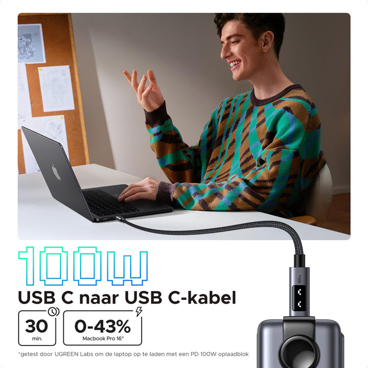 UGREEN Uno USB - C naar USB - C kabel 100W