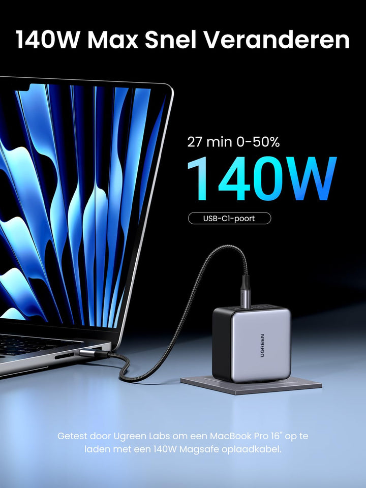 UGREEN USB - C Charger, Nexode X 160W PD 3.1 Oplader 140W GaN lader 4 - poorts snelle lader PPS 45W compatibel met MacBook Pro 16" 2021, iPhone 16 Pro Max, Galaxy S24 Ultra, Vision Pro