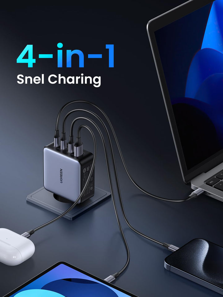 UGREEN USB - C Charger, Nexode X 160W PD 3.1 Oplader 140W GaN lader 4 - poorts snelle lader PPS 45W compatibel met MacBook Pro 16" 2021, iPhone 16 Pro Max, Galaxy S24 Ultra, Vision Pro