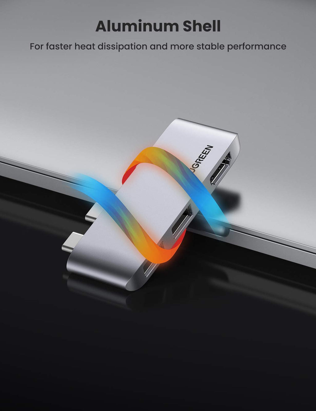 UGREEN USB C Hub 3 in 2 till HDMI 4K 60Hz Adapter, USB 3.1 Gen 2 10Gbps