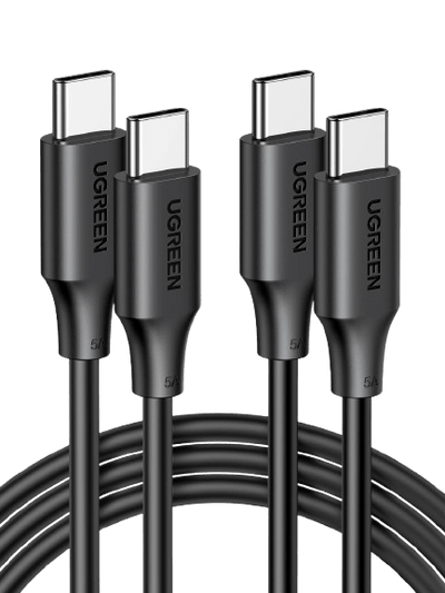 UGREEN USB C Kabel 100W 2st Oplaadkabel USB C naar USB C 5A/20V PD 3.0 PPS compatibel met iPhone 15, M2 MacBook Pro/Air, iPad Pro 12.9 iPad Air 5 Galaxy S23 Ultra Pixel 7 Pro Steam Deck enz. (1m)