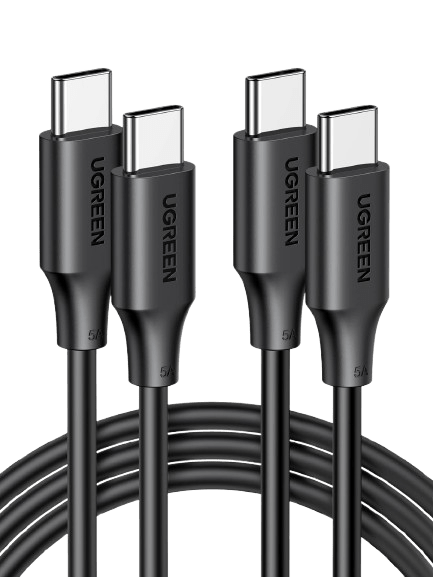 UGREEN USB C Kabel 100W 2st Oplaadkabel USB C naar USB C 5A/20V PD 3.0 PPS compatibel met iPhone 15, M2 MacBook Pro/Air, iPad Pro 12.9 iPad Air 5 Galaxy S23 Ultra Pixel 7 Pro Steam Deck enz. (1m)