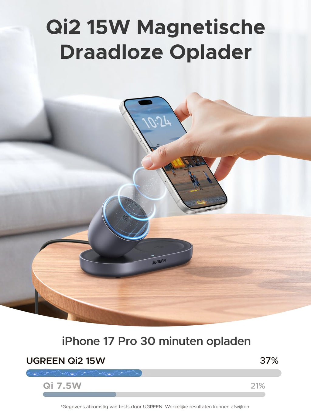 UGREEN Zapix Magnetische Draadloze Oplader met Standaard (2 - in - 1, Qi2 15W)