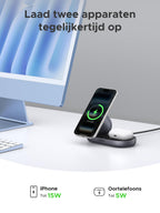 UGREEN Zapix Magnetische Draadloze Oplader met Standaard (2 - in - 1, Qi2 15W)