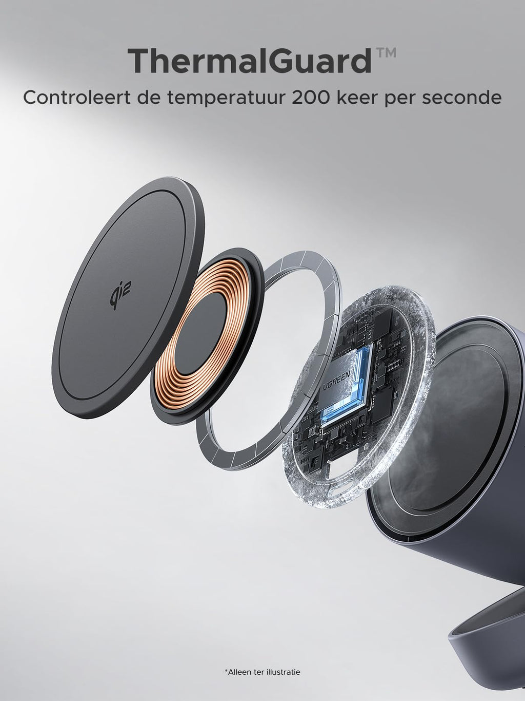 UGREEN Zapix Magnetische Draadloze Oplader met Standaard (2 - in - 1, Qi2 15W)