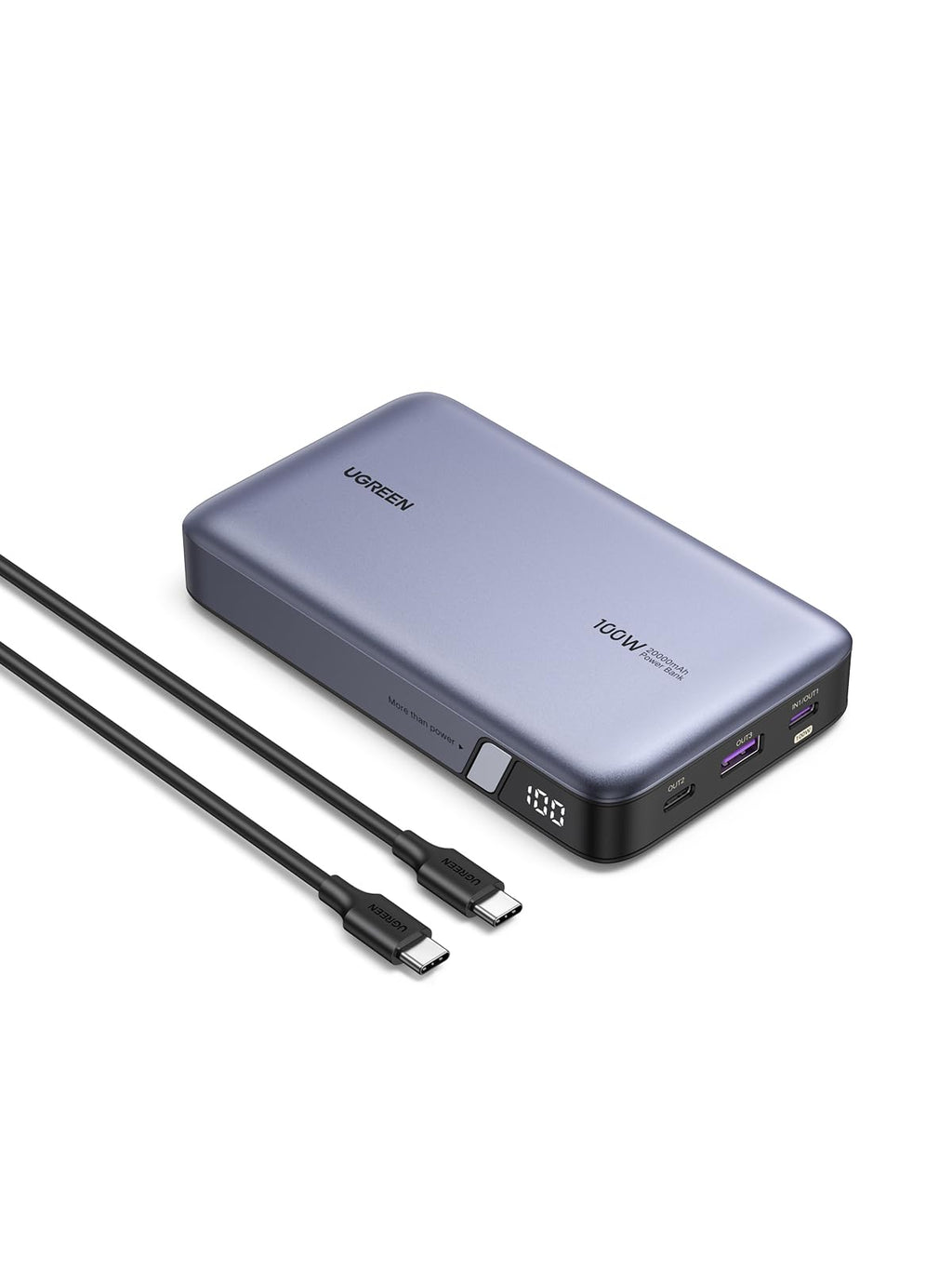 UGREEN 100W Power Bank 20000mAh Externe Batterij met 3 Poorten Compatibel met MacBook Pro/Air, iPhone 15 Pro Max/Pro/15/14 Pro, Galaxy S23 Ultra, Dell