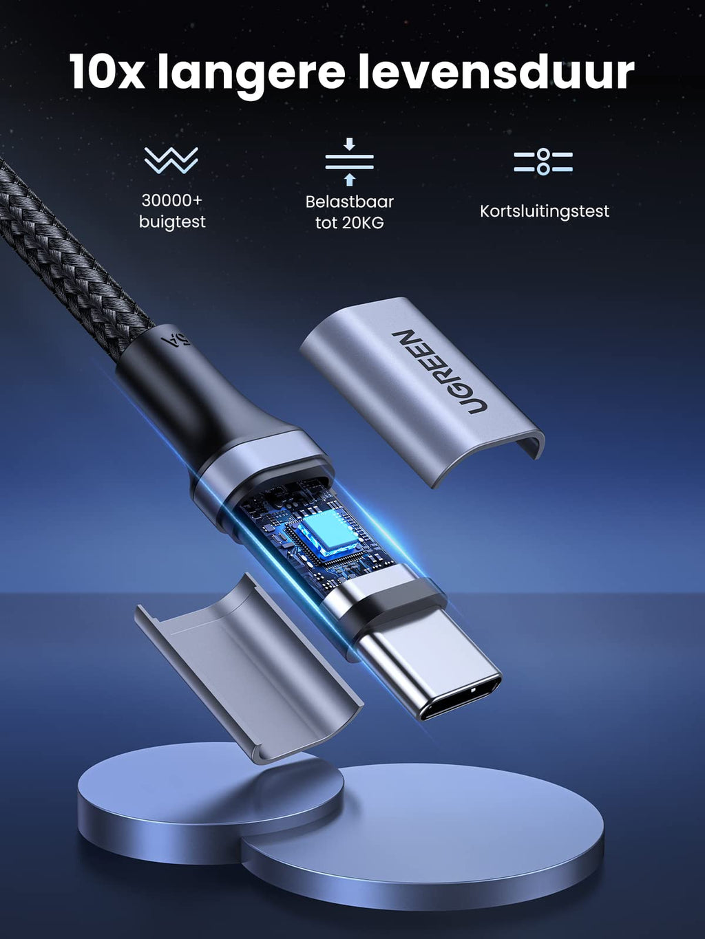 UGREEN 100W USB C Kabel naar USB C 5A/20V USB-C Oplaadkabel PD 3.0 PPS