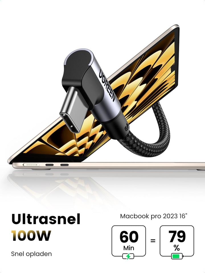 UGREEN UNO USB C naar USB C Kabel 100W (5A/20V) PD 3.0 Oplaadkabel USB C UGREEN UNO USB C naar USB C Kabel 100W (5A/20V) PD 3.0 Oplaadkabel USB C