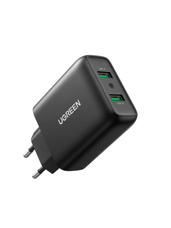 UGREEN 18W+18W USB Oplader Quick Charge 3.0 2 Port Oplaadadadapter