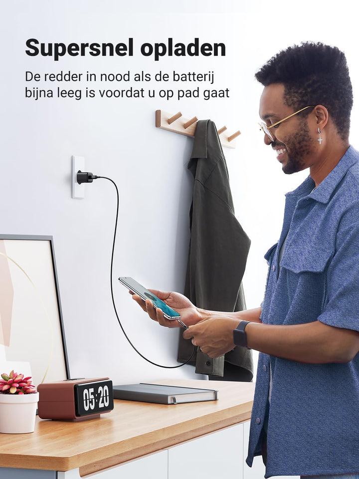 UGREEN 25W USB C Snelle Oplader Super Snelle USB C Oplader met 2m USB C Kabel Super Snel Opladen