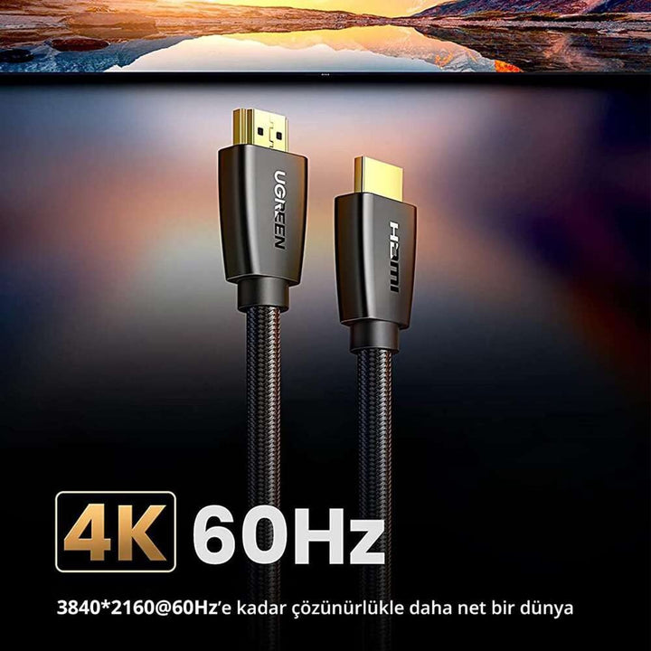 UGREEN 4K HDMI Kabel 2.0 Nylon 4K 30Hz voor 4K TV, Switch etc.Vergulde Contacten(1m)