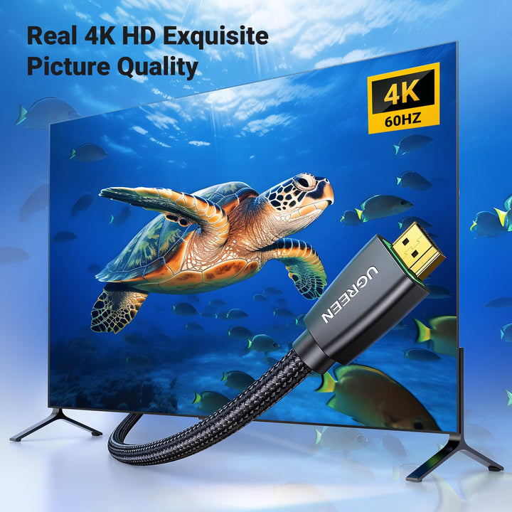 UGREEN 4K HDMI Kabel 2.0 Nylon 4K 30Hz voor 4K TV, Switch etc.Vergulde Contacten(5m)