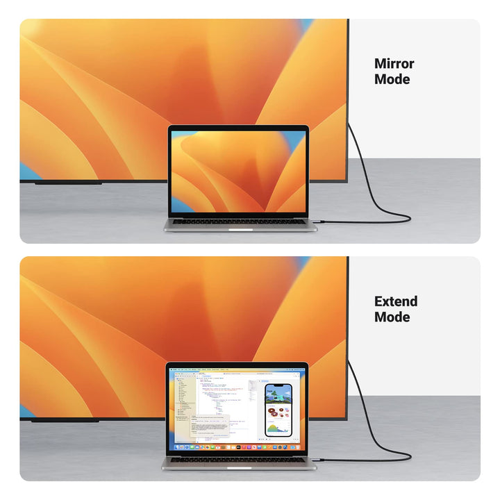 UGREEN 4K USB C (Thunderbolt 3) naar HDMI Kabel 2m Nylon Ondersteunt voor MacBook Pro, Surface Pro, Galaxy serie enz.