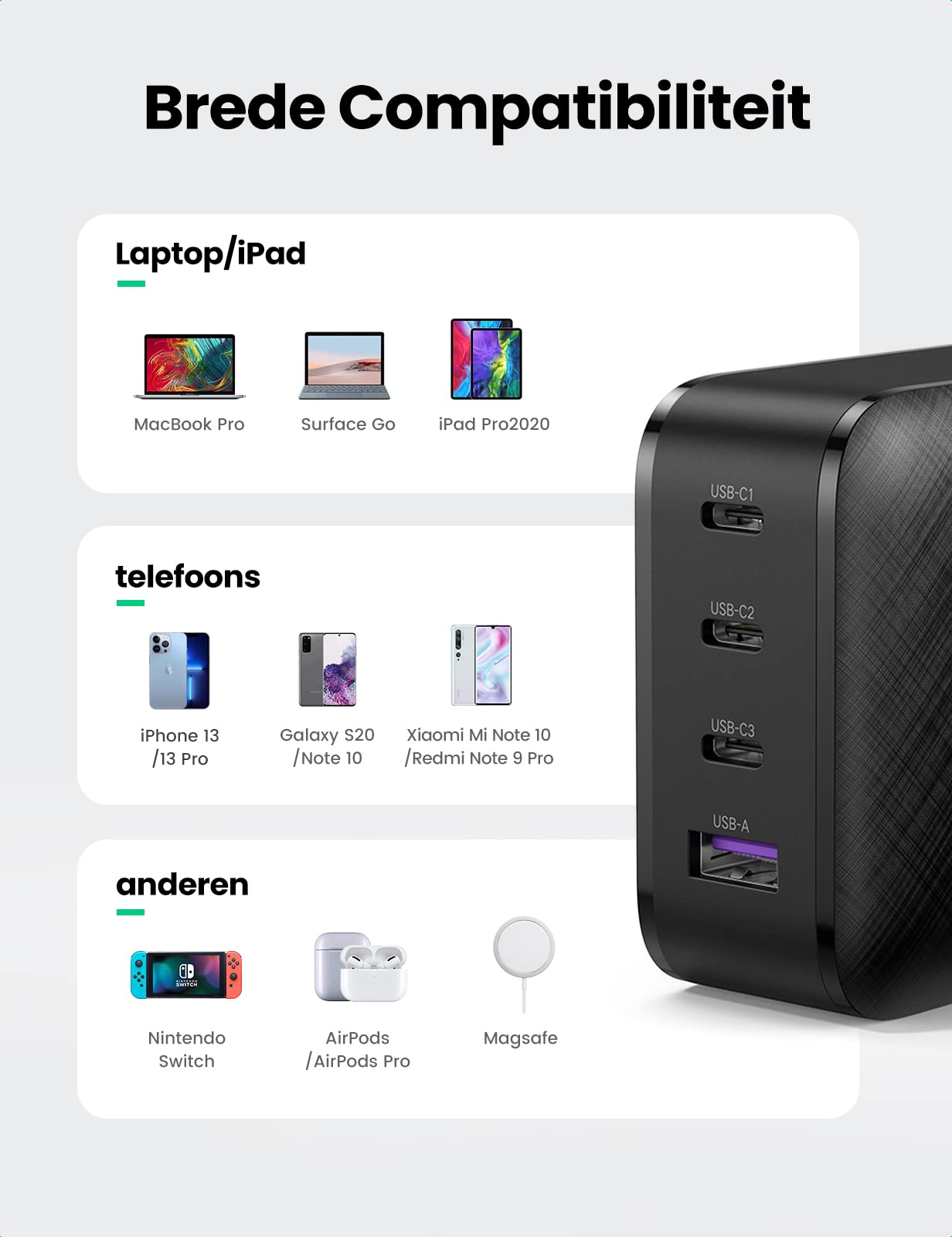UGREEN Nexode Pro 65W USB Charger Slim with EU/US/UK Plug GaN USB-C Power Supply 3 Port Charger Fast Charger Compatible with MacBook Pro/Air, iPad UGREEN Nexode Pro 65W USB Charger Slim with EU/US/UK Plug GaN USB-C Power Supply 3 Port Charger Fast Charger Compatible with MacBook Pro/Air, iPad