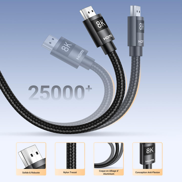 UGREEN 8K HDMI Kabel 2.1 Nylon 8K 60Hz 4K 120Hz, Compatibel met PS5 enz(2M)