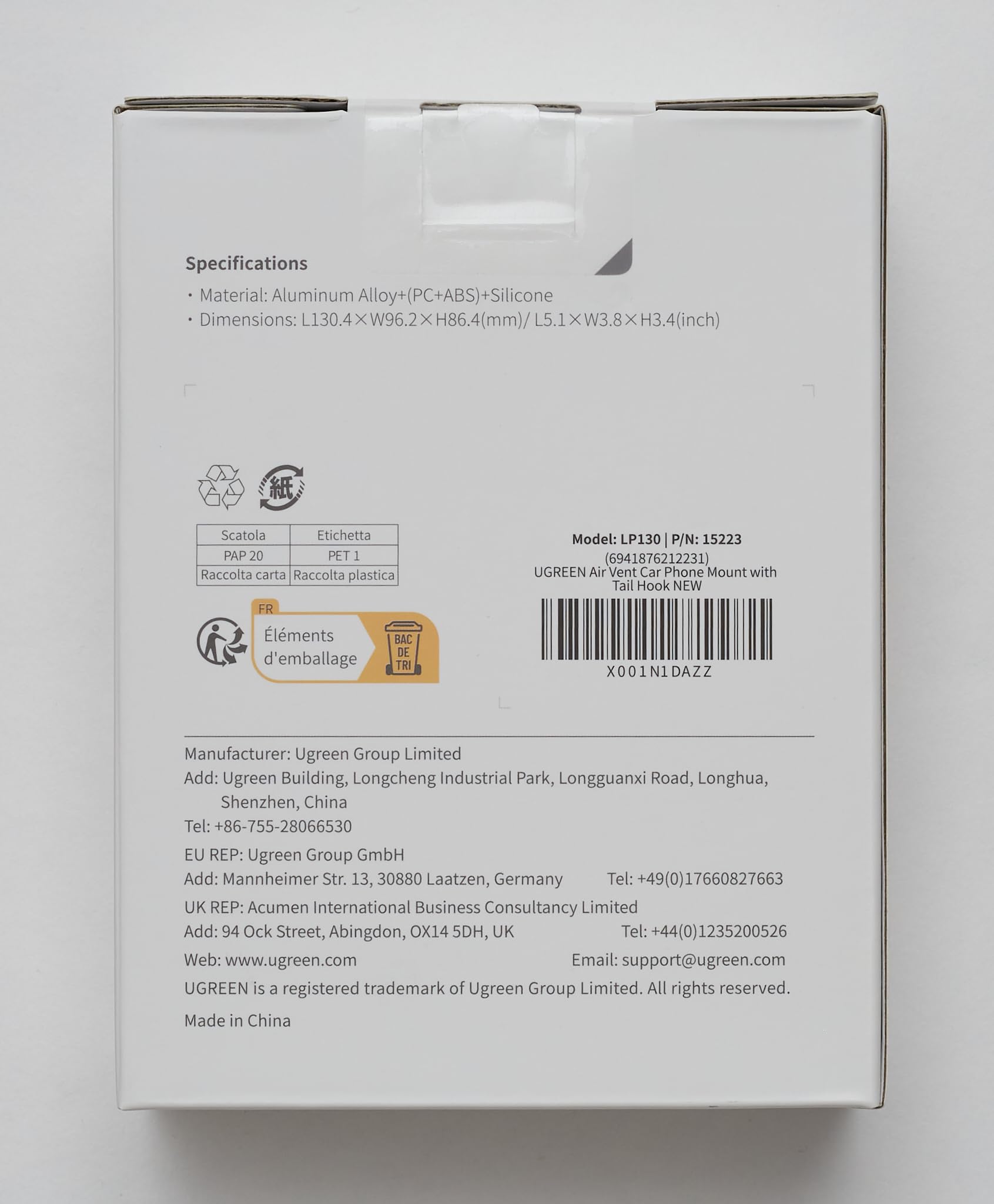 UGREEN Auto Telefoonhouder 2022 Verbeterde Ontluchter Staart Haak Car Phone Holder Compatibel met iPhone 15 14 13 12