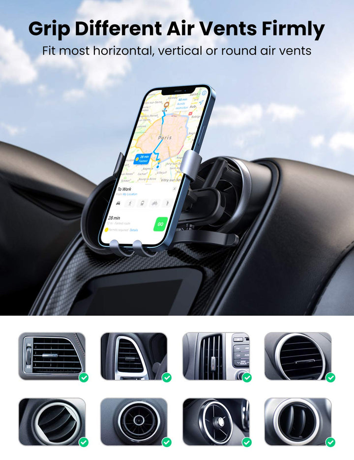 UGREEN Auto Telefoonhouder Rond Ontluchter Auto Houder Compatibel met iPhone 14 Pro Max 13 Pro Max 12 11 Galaxy S22+ S21 S20 FE A52 A53 Huawei Redmi enz.