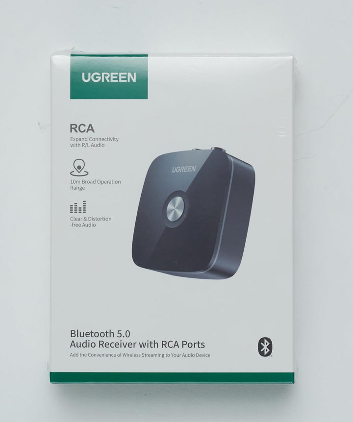 UGREEN Bluetooth 5.0 Ontvanger HiFi Bluetooth Adapter Draadloze Bluetooth Audioadapter 3,5mm en 2RCA Dual Connection HiFi Ontvanger.