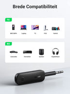 UGREEN Bluetooth 5.0 Zender 2-in-1 Ontvanger met 3,5mm Aansluiting en Ingebouwde Microfoon Bluetooth Adapter voor Auto Microfoon.