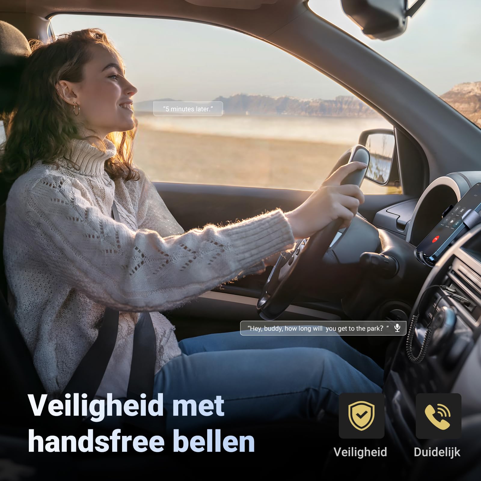 UGREEN Bluetooth 5.3 Ontvanger Auto USB Bluetooth met 3,5mm AUX Aansluiting en Ingebouwde Microfoon
