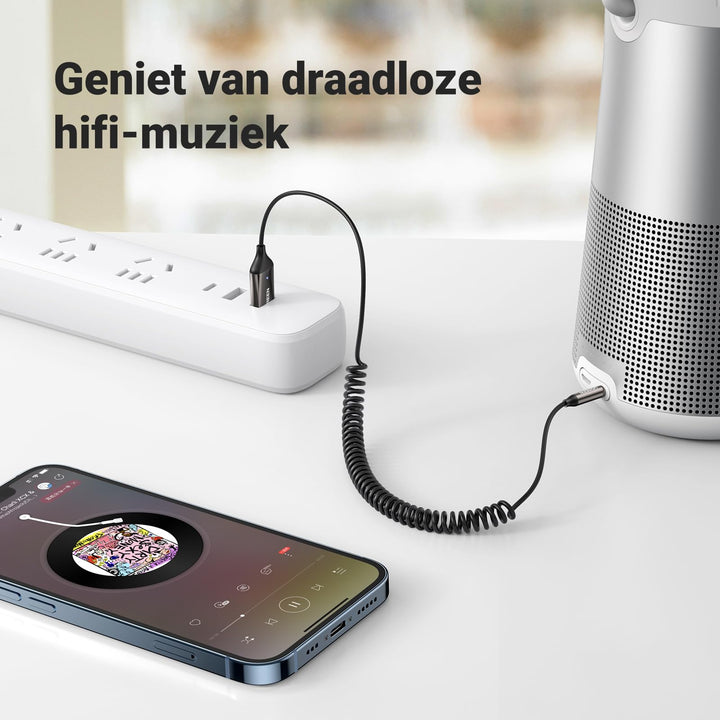 UGREEN Bluetooth 5.3 Ontvanger Auto USB Bluetooth met 3,5mm AUX Aansluiting en Ingebouwde Microfoon