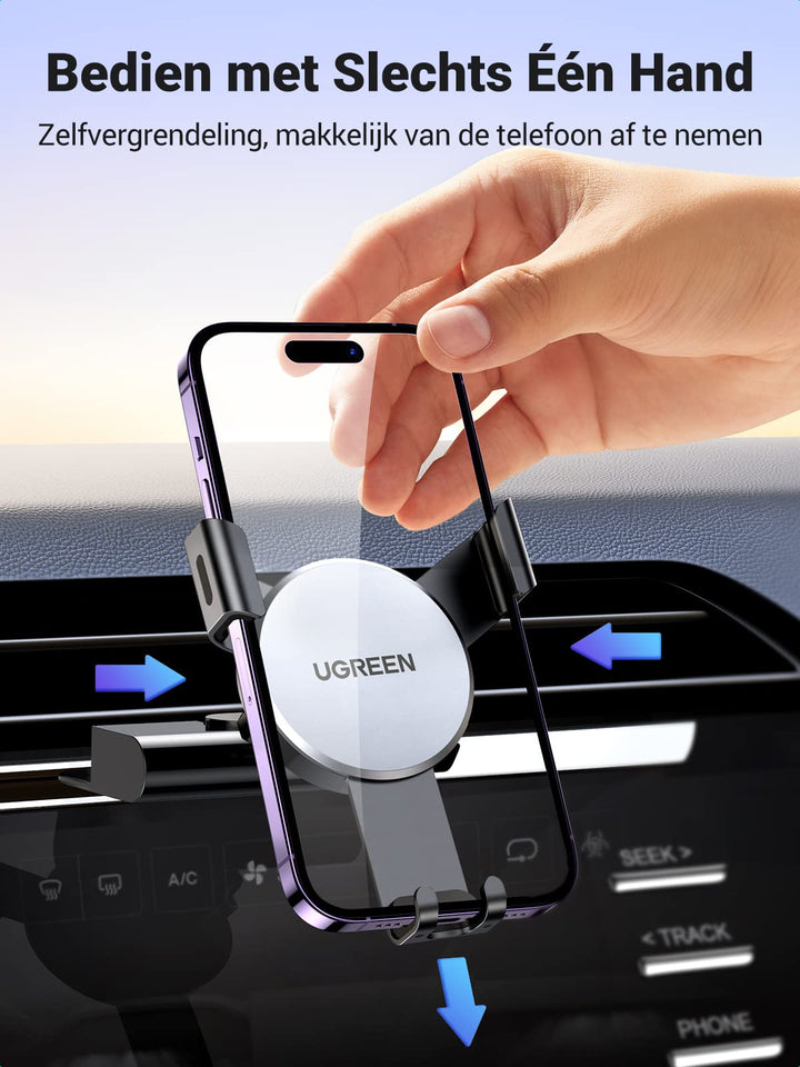 UGREEN CD Sleuf Auto Telefoonhouder Zwaartekracht Auto Houder Compatibel met iPhone 14 13 Pro Max 12 11 Galaxy S22+ S21 S20 FE A52 A53 Huawei Redmi enz.