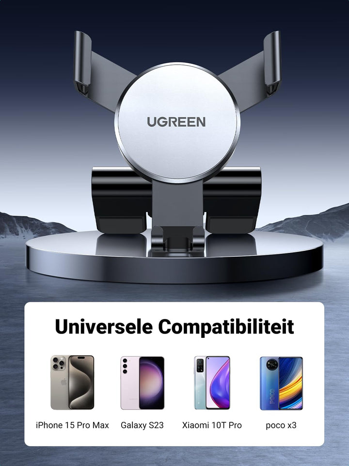 UGREEN CD Sleuf Auto Telefoonhouder Zwaartekracht Auto Houder Compatibel met iPhone 14 13 Pro Max 12 11 Galaxy S22+ S21 S20 FE A52 A53 Huawei Redmi enz.