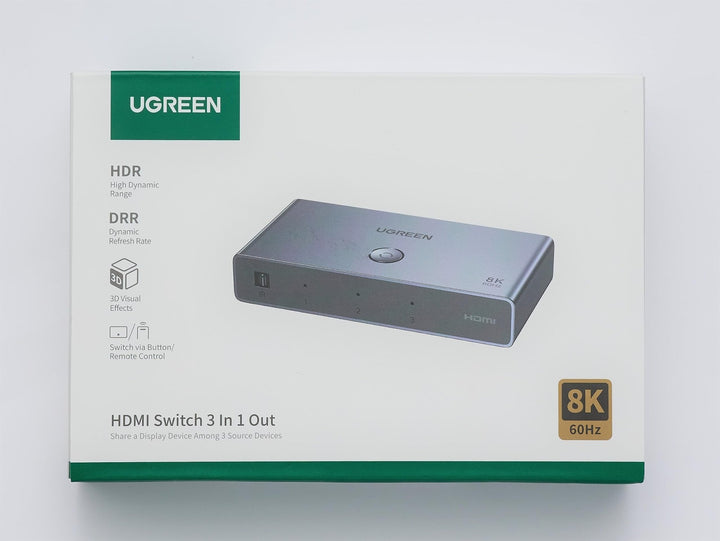 UGREEN HDMI 2.1 Switch 8K@60Hz HDMI Splitter 3 in 1 out HDMI Schakelaar Ondersteuning VRR & ALLM, Dolby Vision, Compatibel met PS5, Xbox, Apple TV, DVD Speler.