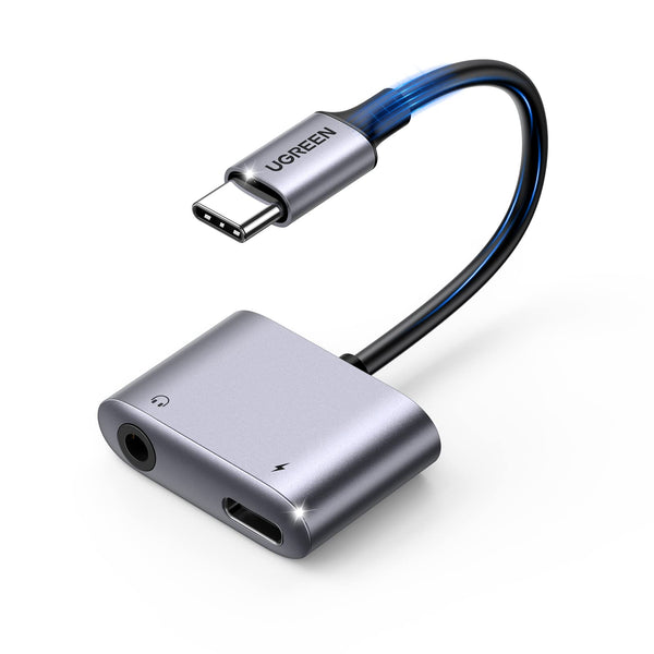UGREEN Hoofdtelefoon Adapter USB C PD en QC Charger 2 in 1 USB C Splitter Type C naar 3.5mm Audio Converter