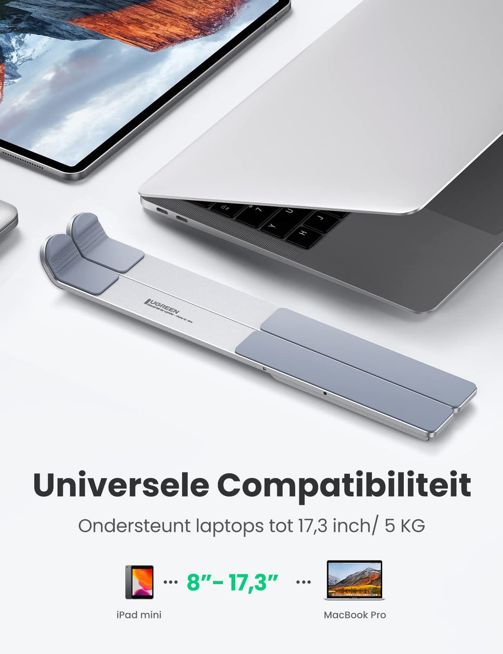 UGREEN Laptop Standaard Draagbare Aluminium Laptop Stand Opvouwbaar 5 Niveaus in Hoogte Verstelbare Laptop Houder