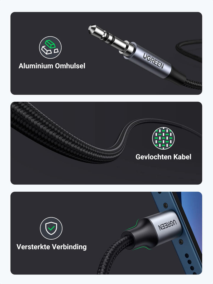 UGREEN Lightining naar 3.5mm Aux Kabel MFi Certificering Compatibel met iPhone 14/13/ 12/11(1M)