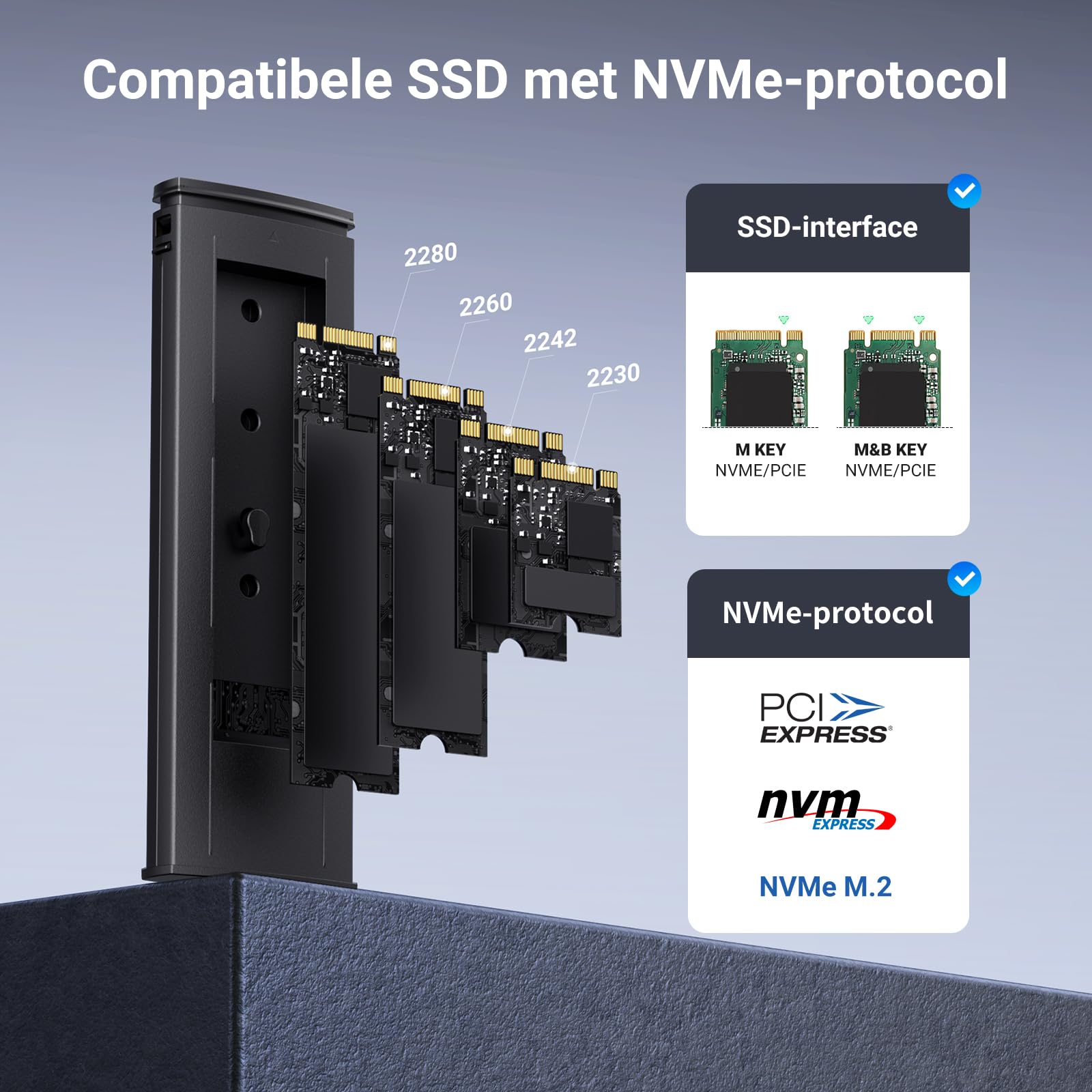 UGREEN M.2 Adapter NVMe SSD Harde Schijf Behuizing USB C 3.2 Gen 2 10Gbps UASP NVMe M.2 2230 2242 2260 2280