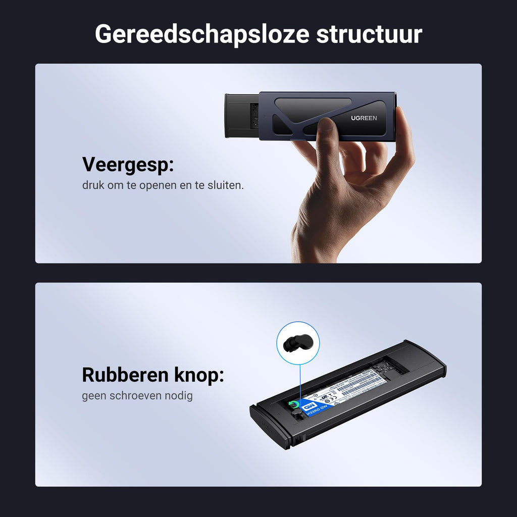 UGREEN M.2 Adapter NVMe SSD Harde Schijf Behuizing USB C 3.2 Gen 2 10Gbps UASP NVMe M.2 2230 2242 2260 2280 SSD NVME M2