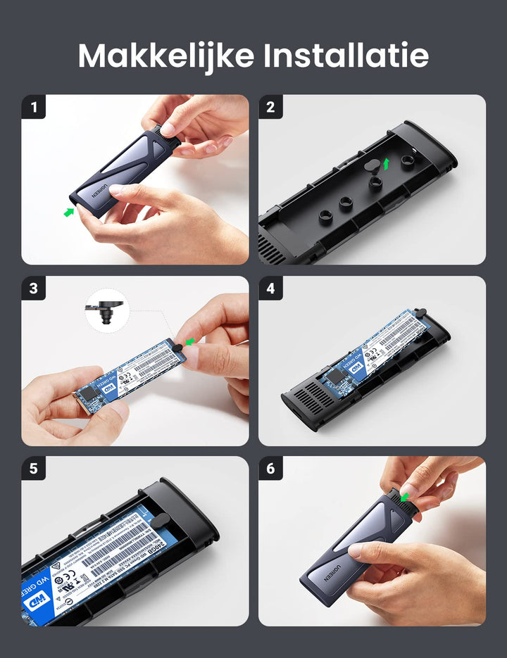 UGREEN M.2 NVMe PCIE SSD Behuizing USB C 3.1 Gen 2 10Gbps UASP, M Key en M&B Key NVME M.2 Behuizing