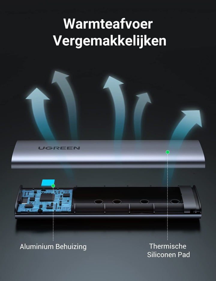 UGREEN M.2 NVMe PCIE SSD Behuizing USB C 3.1 Gen 2 10Gbps UASP, M Key en M&B Key NVME M.2 Behuizing