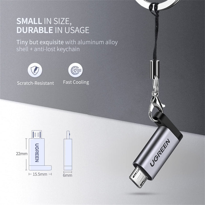 UGREEN Micro USB Adapter USB C to Micro USB, Aluminum Shell, 2 Pack.