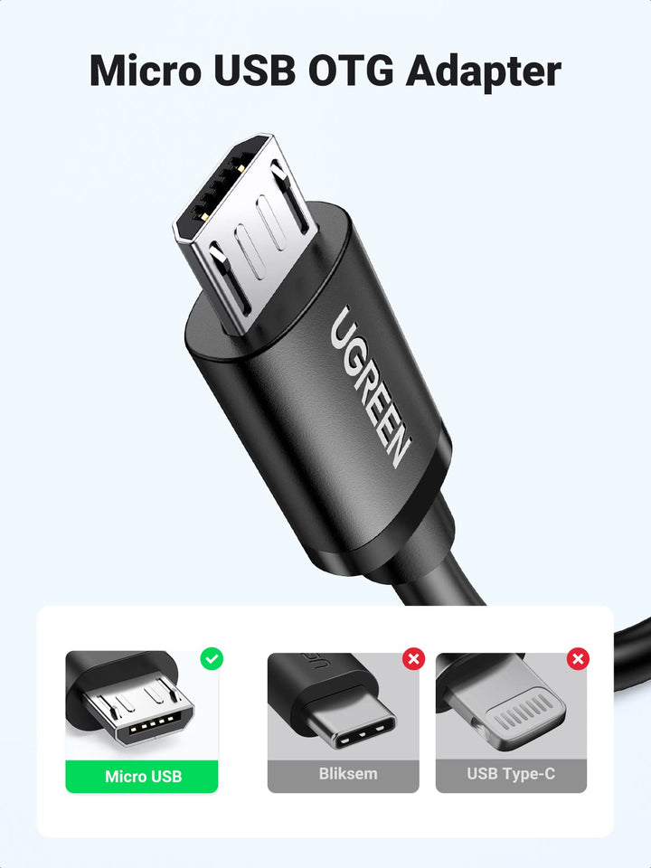 UGREEN Micro USB OTG Aadapter Kabel Micro USB naar USB 2.0 OTG Adapter Kabel.
