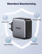 UGREEN Nexode GaN Oplader 100W USB-C Voeding met 4 Poorten