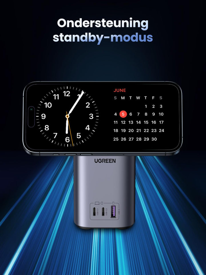 UGREEN Nexode 100W USB-C-oplader met MagSafe 15W USB-C Charger GaN Lader 4-in-1 laadstation met inductieve standaard