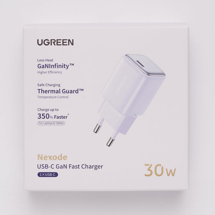 UGREEN Nexode 30W USB C Oplader USB C Power Bank GaN II Tech Snellader (Paars)