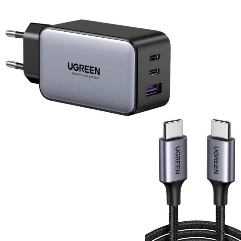 Combi-Deal: UGREEN Nexode GaN 65W USB-C Oplader kabel 60W PD 3.0