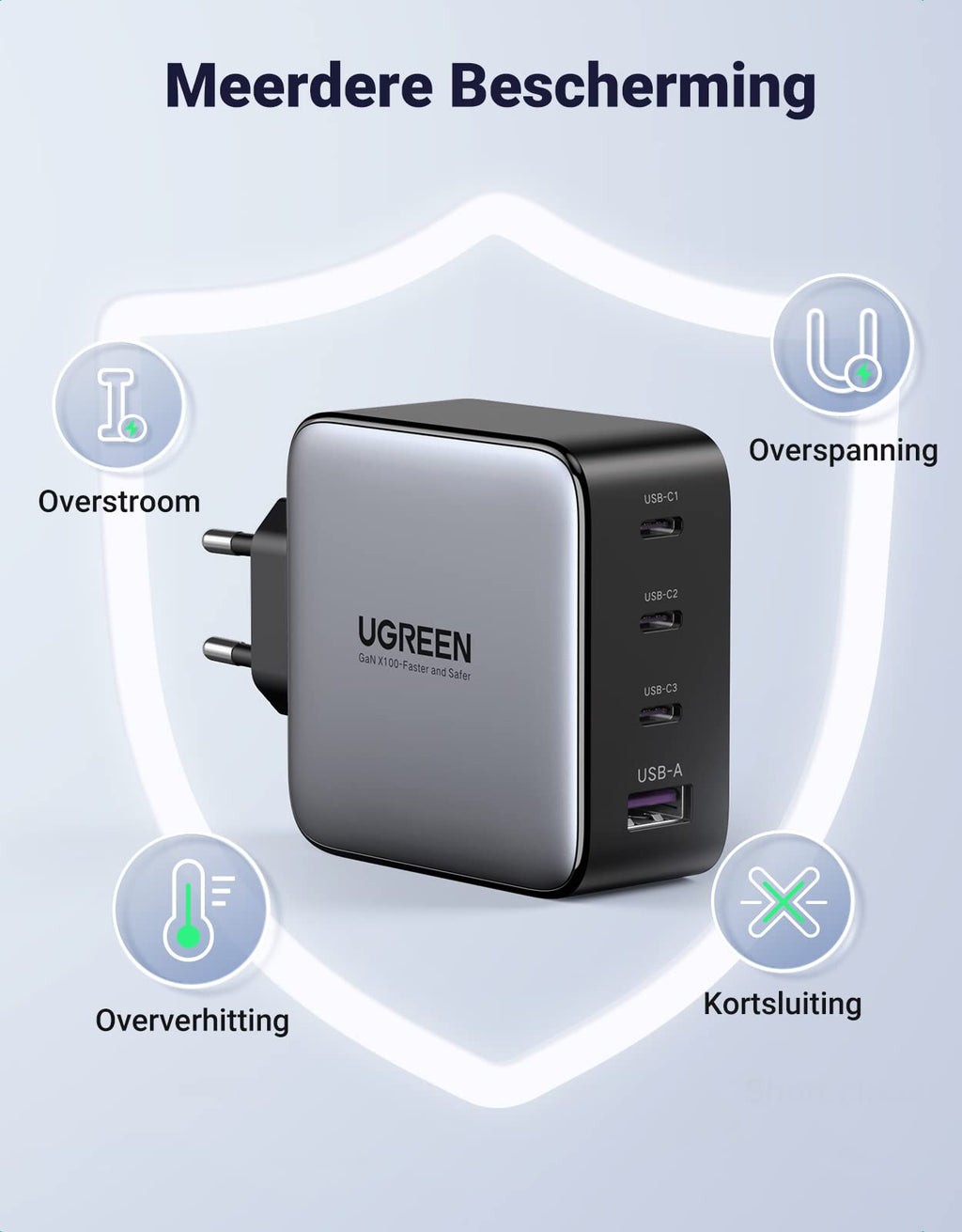 UGREEN Nexode GaN Oplader 100W Kabel 60W PD 3.0