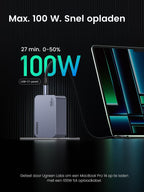 UGREEN Nexode Pro USB C-oplader 100 W GaN-Charger Mini USB C-voeding 3-poorts snellader PPS